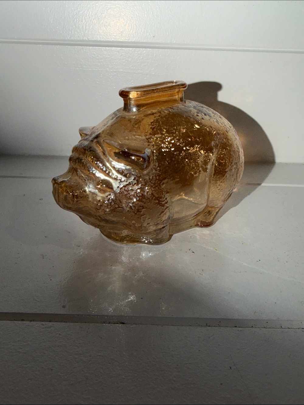Vintage Amber Glass Pig Figurine Decorative Home Accent